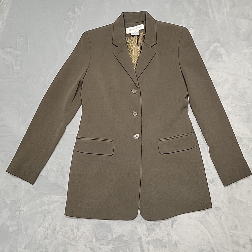 Jones New York Blazer Womens 4 Brown Woolmark Pure Wool Career Office Jacket